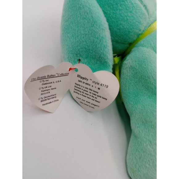 1996 Hippity the Rabbit, good condition, pvc Pellets, light green, - Picture 7 of 9